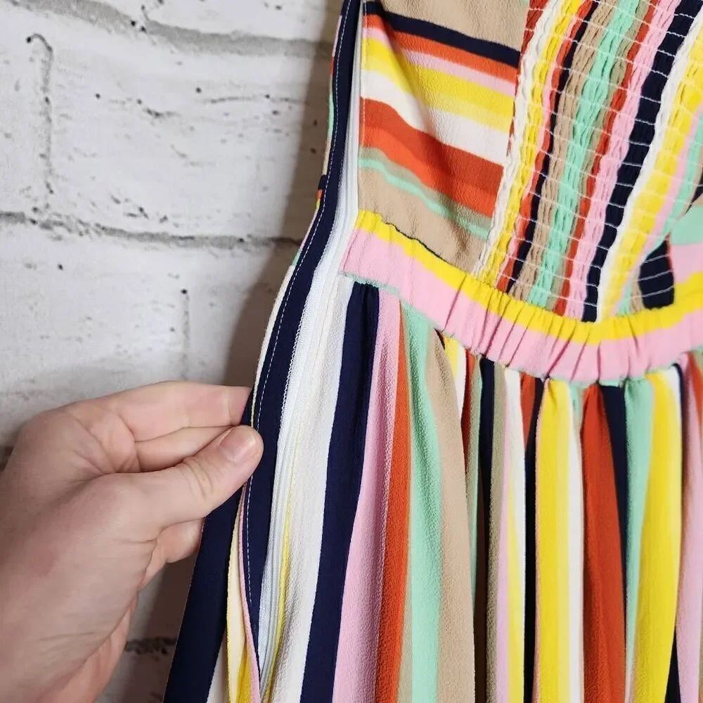 Modcloth Womens Multicolor Frequent Piquant Stripe Ruffle Hem Halter Dress Small - Picture 12 of 15